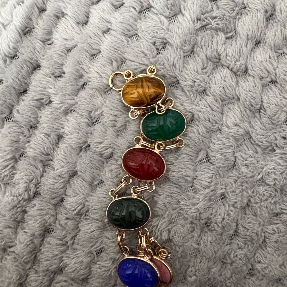 Large vintage 90s 12K Gold Filled Scarab Bracelet